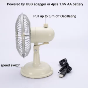 5.7'' Multifunction Oscillating Table Fan 2-Speed USB/AA Battery Powered Desk Fan Retro USB Fan for Bedroom Living Drop Shipping - Image 5