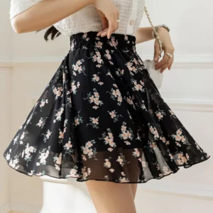 2023 New Summer Fashion Trend High Waisted Floral Loose Casual Minimalist with Safety Pants Anti Glare Women's A-line Skirt - Image 4