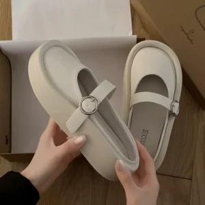 Half Slippers Women Outside Lazy Drag Thick Bottom Heightened Ugly Slippers Spring Platform Solid Buckle Casual Slides Shoes - Image 4