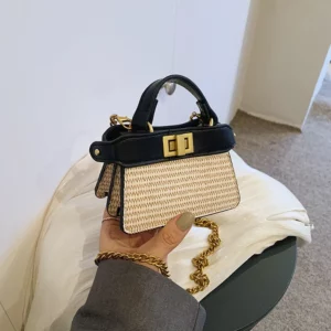 French Grass Woven Mini Women's Purses New Summer Premium Shoulder Bag Chain One Shoulder Casual Knit Bag - Image 5