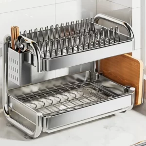 2/3 Layers Stainless Steel Dish Storage Durable Plate Bowl Draining Shelf Deepen Kitchen Organizer Multifunctional Dish Holder - Image 4