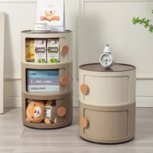 Nordic Round Bedside Cabinet, Modern Simple White Creative Small Cabinet, Mini Simple Gradient Plastic Side Cabinet - Image 2