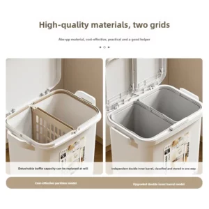 Kitchen Trash Bin with Cover 2-Layer Dry Wet Classification Press-Type Large-Capacity Waste Bin Home Supplies Garbage - Image 4