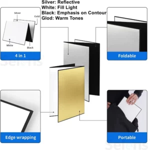 Selens Photography Cardboard Folding Reflector Thick Paper Book Board Reflective for Camera photo Shooting photography props - Image 3