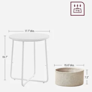 Warming Small Round Side Table Modern Bedside Table With Fabric Basket Living Room Bedroom Bedside Table Several Storage Tables - Image 4