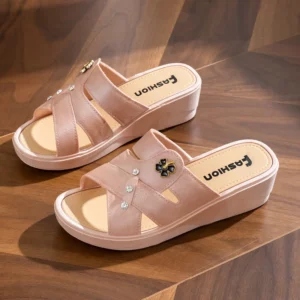 Women Shoes Summer Slippers Women Wear Outside Thick Sole Wedge Heels Fashion Slippers Soft Bottom Mother Shoes Zapatos De Mujer - Image 2