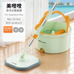 Mops with Bucket Dust Water Absorbent Floor Tiles Multi-functional Cleaning Tool for Household Living Room Replacable Heads - Image 4
