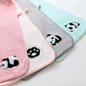 Cartoon Family Shower Towels, Panda Style, Coral Fleece, Absorbent, Hanging, Hand, Hair, Face, Bath Towel Set, Bathroom, 2Pcs - Image 5