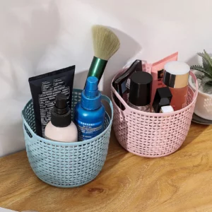 Portable Lightweight Plastic Container Case with Handle, Large Capacity Drain Storage Baskets, Stationery, Toiletries, Cosmetics - Image 3