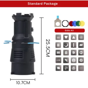 Focalize Conical Snoot Bowens Mount Photography Photo Condenser with Built-in Geometric Sheet Shapes Gobo Filter Gels - Image 2
