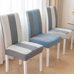 Stretch Jacquard Chair Covers Striped Dining Room Chair Cover Luxury Three-dimensional Pattern Chair Cover With Backrest Home - Image 2