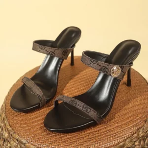 Flower Embroidery Stiletto Heel Slippers Women 2025 Summer Open Toe High Heels Sandals Woman Brand Fashion Party Shoes Plus Size - Image 6