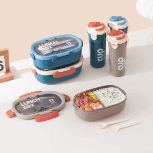 850ml Bento Lunch Box with Water Bottle Spoon Portable Compartment Food Box Leak-proof Microwave Lunch Box for School Office - Image 6