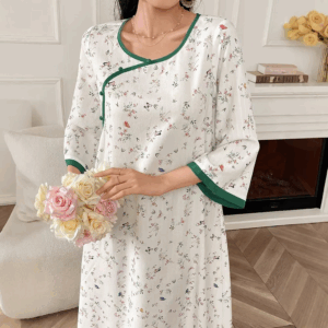 Rafiah Women's Summer Arabian Long Dress 2025 Comfortable Round-Neck Long Sleeve Floral Print Midi A-Line Evening Party Dresses - Image 4
