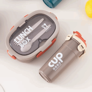 850ml Bento Lunch Box with Water Bottle Spoon Portable Compartment Food Box Leak-proof Microwave Lunch Box for School Office - Image 7
