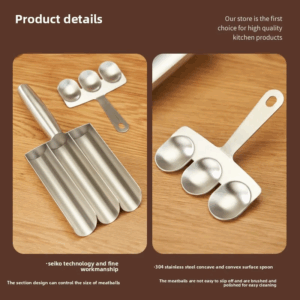 1PCS 304 Stainless Steel Meatball Maker with Fishball Shrimp Slurry Mold for Kitchen Camping – Compact Design for Easy Storage - Image 4