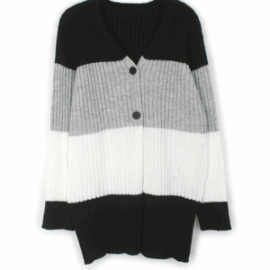 Women's sweater long sleeved striped bohemian style long cardigan coat - Image 2