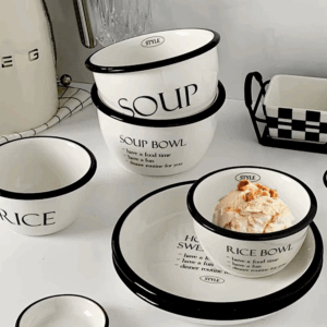 Ceramic Tableware Set Rice Bowl Breakfast Soup Bowl Dessert Dinnerware Tray Microwave Safe Kitchen Noodle Bowl Tableware Set - Image 2
