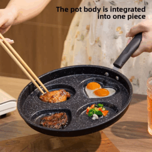 Frying pan, round four hole flat bottomed pan, non stick pan, household frying pan, pancake, fried egg pan, pancake pot, utensil - Image 4