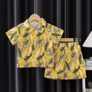 Children's Summer Thin Clothing Set Kids Short Sleeve Lapel Tropical Floral Print Shirt + Shorts Boys Casual Loose Beachwear - Image 3