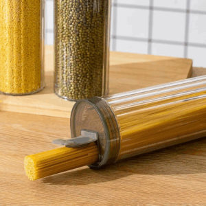 Clear Airtight Food Storage Container for Kitchen Tall Plastic Jar with Lid for Spaghetti, Pasta, Grains, Pantry Organization - Image 3