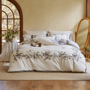 100% Soft Cotton Brushed 4Pcs Rose Floral Chic Vibrant Queen Double Duvet Cover with Zipper Flat/Fitted sheet Pillowcases - Image 6