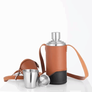 304 Stainless Steel Hip Flask For Man with Funnel And Cups 500ML Bigger Portable Liquor Water Bottle With Leather - Image 6