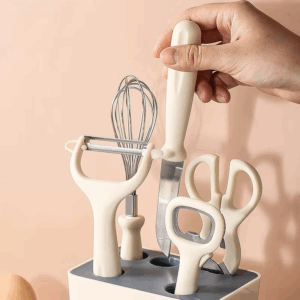 6 - Piece Kitchen Tools Set: Kitchen Scissors Fruit Knife Melon Planer Bottle Opener & Peeler - Image 3