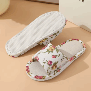 Linen Slippers for Women Summer Indoor Home Sweat-Absorbent Home Non-Slip Spring & Fall All Year Round Home Floor Cotton and Linen Slippers - Image 3