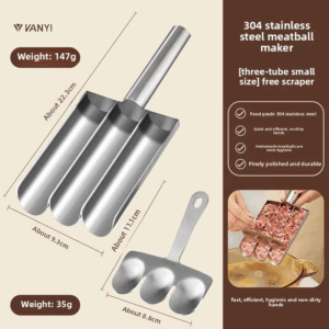 1PCS 304 Stainless Steel Meatball Maker with Fishball Shrimp Slurry Mold for Kitchen Camping – Compact Design for Easy Storage - Image 3