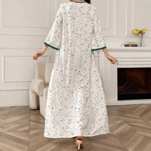 Rafiah Women's Summer Arabian Long Dress 2025 Comfortable Round-Neck Long Sleeve Floral Print Midi A-Line Evening Party Dresses - Image 6