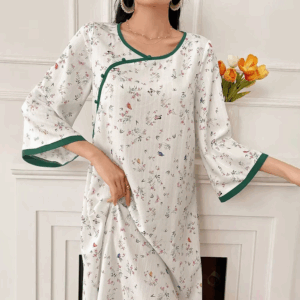 Rafiah Women's Summer Arabian Long Dress 2025 Comfortable Round-Neck Long Sleeve Floral Print Midi A-Line Evening Party Dresses - Image 5