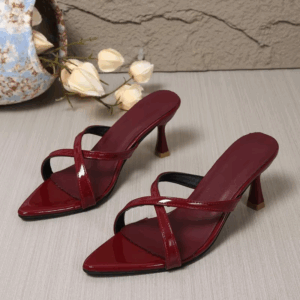 Cross-strap patent leather slippers with stiletto heels for summer new style pointed open-toe non-slip wear-resistant high heels - Image 5