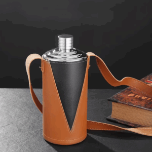 304 Stainless Steel Hip Flask For Man with Funnel And Cups 500ML Bigger Portable Liquor Water Bottle With Leather - Image 5