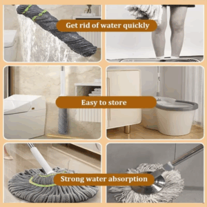 Automatic Self Wringing Lazy Mop Squeeze Hands Free Quick Wring Floor Cleaning Mop Household Cleaning Hardwood Tile Large - Image 5