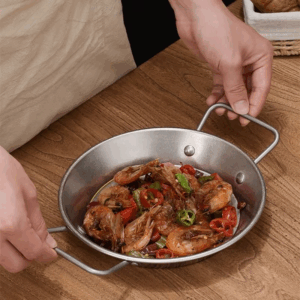 Retro 304 Stainless Steel Flat Pans Seafood Plate with 2 Ear French Fries Trays Kitchen Barbecue Amphora Snack Saucepan - Image 6