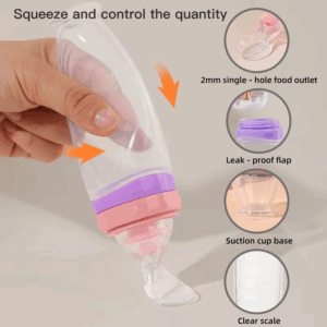 120 ml/4oz Infant Baby Liquid Silicone Food Squeeze Feeder | Fruit Puree & Rice Paste Dispenser | Detachable Spoon - Image 6