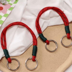 1pc red and green colour blocking vintage knitted tote bag, women's portable foldable double carry handle small square bag with - Image 3
