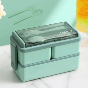 1Set-Double Layer Portable Lunch Box For Kids With Fork and Spoon Microwave Bento Boxes Dinnerware Set Food Storage Container - Image 5