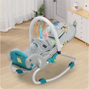 2 In 1 Baby Bouncer Rocking Chair with Music & Toys 4 Level Adjustment Swing Chair for Newborn Baby 0-12 Months Baby Activities - Image 5