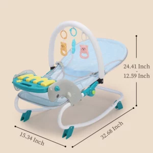 2 In 1 Baby Bouncer Rocking Chair with Music & Toys 4 Level Adjustment Swing Chair for Newborn Baby 0-12 Months Baby Activities - Image 6
