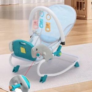 2 In 1 Baby Bouncer Rocking Chair with Music & Toys 4 Level Adjustment Swing Chair for Newborn Baby 0-12 Months Baby Activities - Image 4