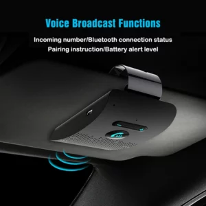 Bluetooth 5.0 Handsfree Car Kit Hifi Speaker 2W Wireless Audio Receiver MP3 Music Player Noise Cancelling Sun Visor Clip - Image 2