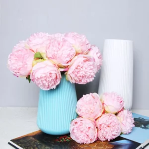 5Big Heads 11cm Diameter Rose Pink Peony Artificial Flowers Bouquet Fake Flower for Home Bride Wedding Decoration Marriage Decor - Image 2