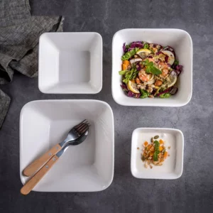 White Square Large Ceramic Mixing Bowls, Household Salad Fruit Dish, Noodle Soup Dessert Cereal Bowl, Kitchen Tableware - Image 3