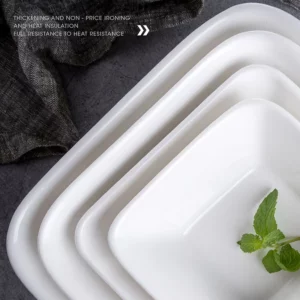 White Square Large Ceramic Mixing Bowls, Household Salad Fruit Dish, Noodle Soup Dessert Cereal Bowl, Kitchen Tableware - Image 4
