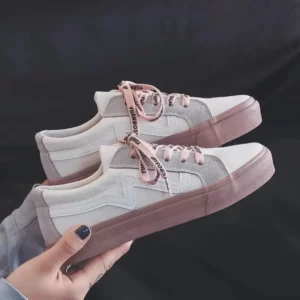 Vulcanized Women's Lace Up Casual Sports Shoes, New White Breathable Fashion Thick Bottom Casual Shoes, 2021 - Image 1
