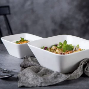 White Square Large Ceramic Mixing Bowls, Household Salad Fruit Dish, Noodle Soup Dessert Cereal Bowl, Kitchen Tableware - Image 2