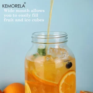 KEMORELA 64OZ Glass Water Jug with Handle and Lid 1/2/3 Set Heavy-Duty Pitcher for Iced Tea Juice -Dishwasher Safe with Brush - Image 4