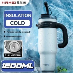 1.2L Drinkware Vacuum Flasks Thermoses Termo Water Bottle Tumbler Coffee Cup Stainless Steel With Straw Lid Insulated Mug Handle - Image 2
